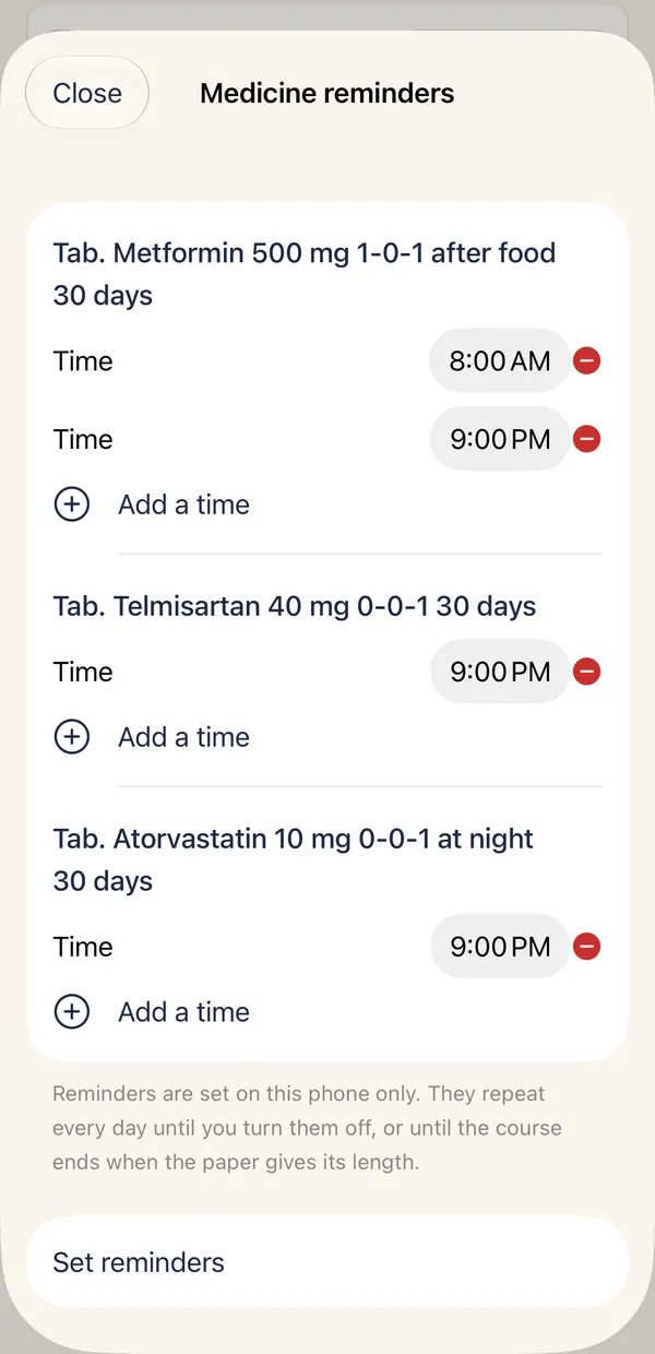 Medicine reminders